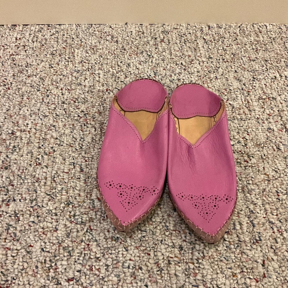 Pink Moroccan Leather Slipper Slides